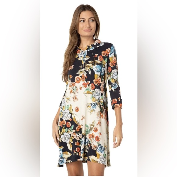 NWT Johnny Was Emma Rose Delicate Floral Motif Polo Tunic Dress Size Small - Picture 5 of 15